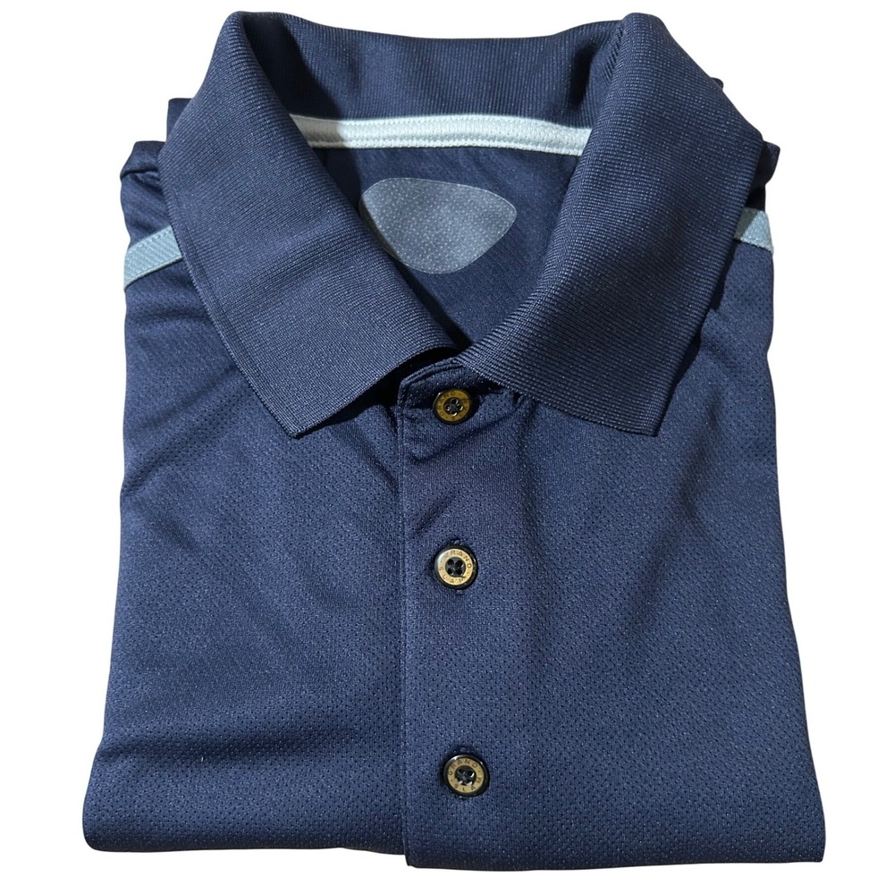 Vintage Grand Slam Polo Men's Shirt Navy Size L‎ Striped Shoulder, 27.5" Length